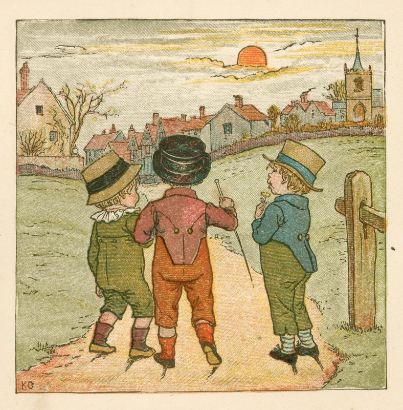 Yürüyüşe çıkan çocuklar (renkli taş) by Kate (after) Greenaway