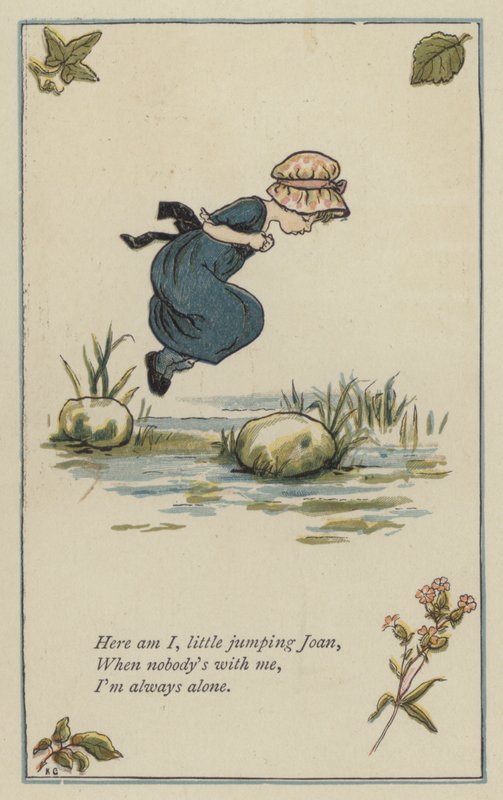 İşte buradayım, küçük atlama Joan (renkli taş) by Kate (after) Greenaway
