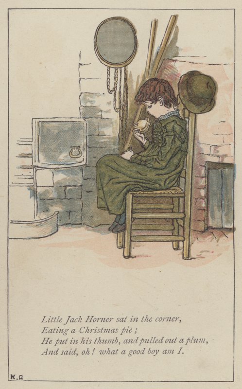 Küçük Jack Horner köşeye oturdu (renkli taş) by Kate (after) Greenaway