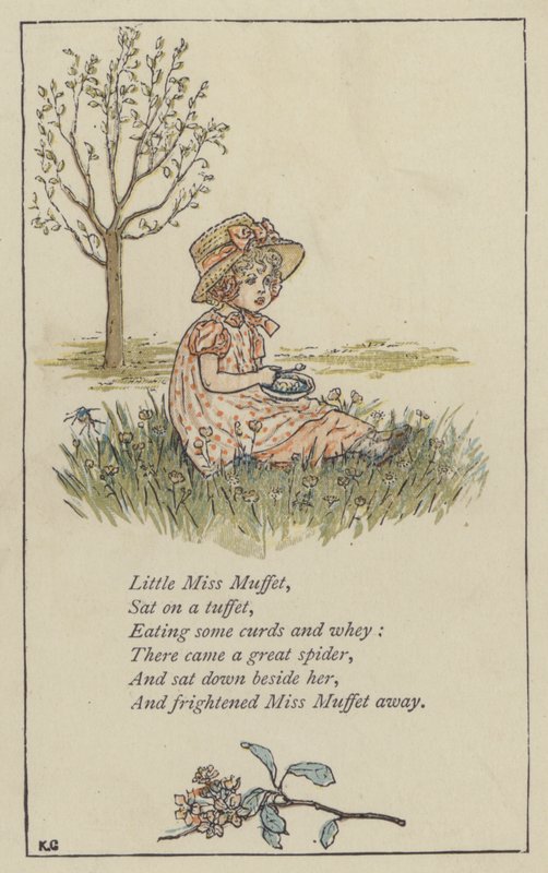 Küçük Bayan Muffet (renkli taş) by Kate (after) Greenaway