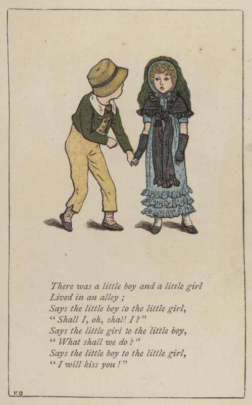 Küçük bir oğlan ve küçük bir kız vardı (renkli taş) by Kate (after) Greenaway