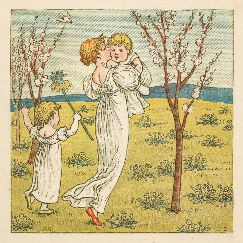 Çiçeğin arasında yürümek (renkli taş) by Kate (after) Greenaway
