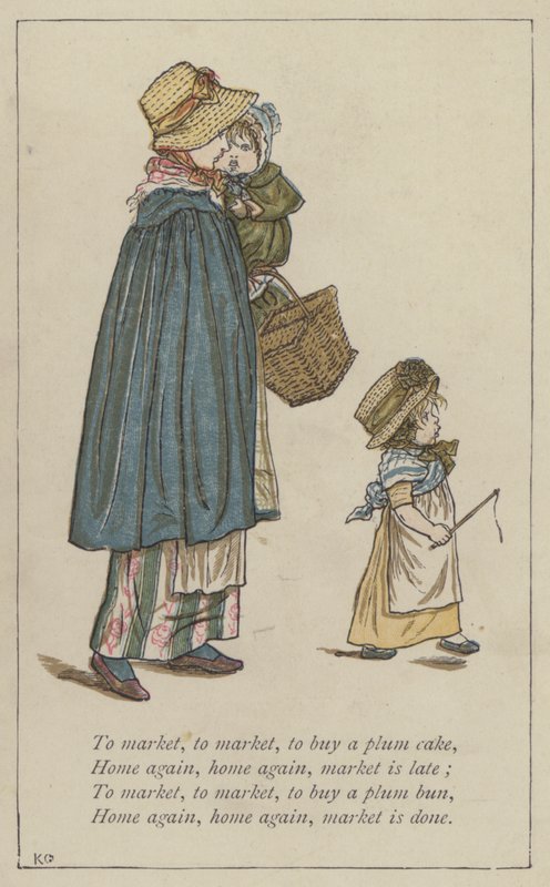 Pazarlamak, pazarlamak, erikli kek almak by Kate Greenaway