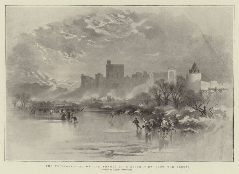 Windsor'da Thames üzerinde buz pateni yapan Frost, Brocas'tan görünüm by Keeley Halswelle