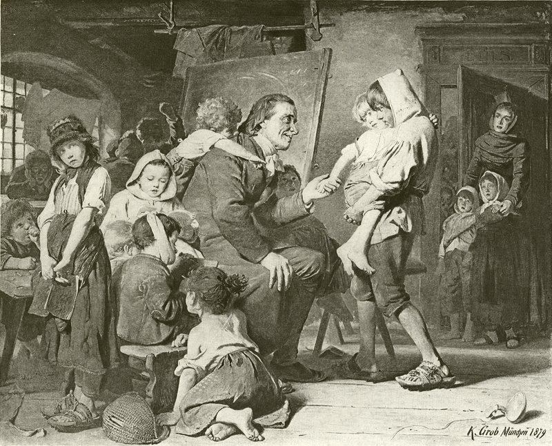 Pestalozzi, Çocukların Arkadaşı (gravür) by Konrad Grob