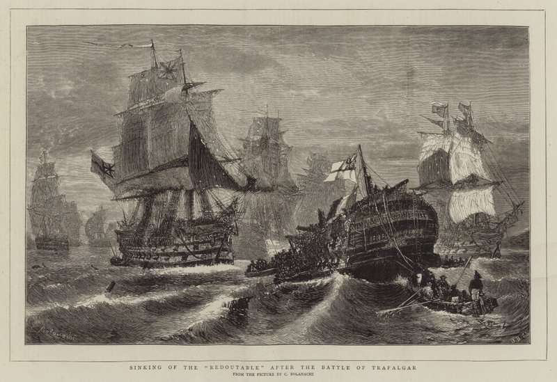 Redoutable'ın Trafalgar Savaşı'ndan sonra batması by Konstantinos or Constantin Bolanachi