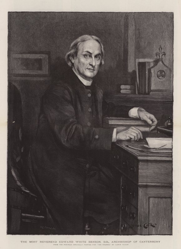 En Muhterem Edward White Benson, DD, Canterbury Başpiskoposu (gravür) by Lance Calkin