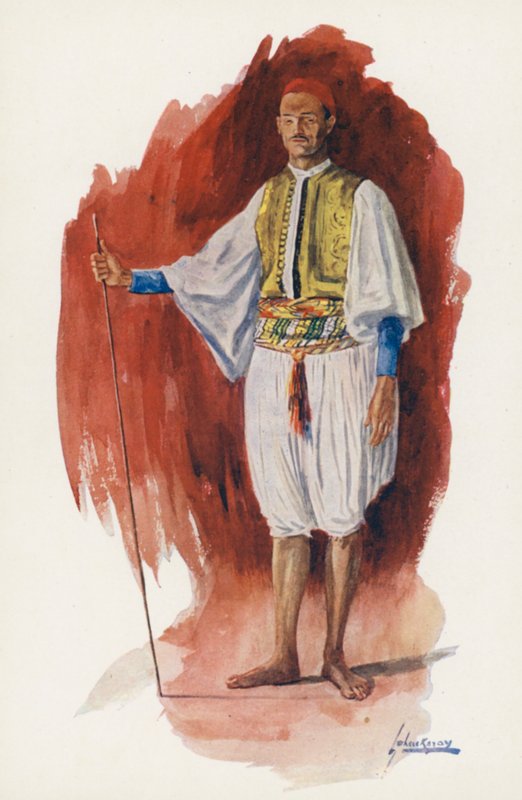 Mısır Halkı: Koşan Sais (renkli taş baskı) by Lance Thackeray