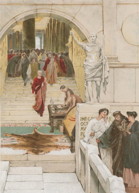 Agrippa (chromolitho) ile seyirci beklemek by Lawrence Alma Tadema