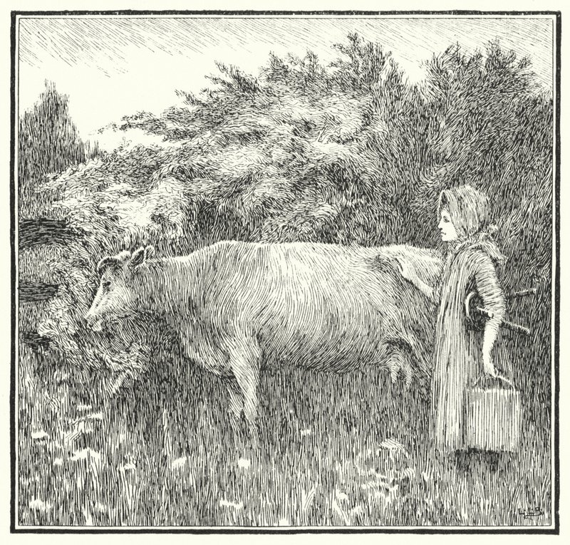 Yumuşak inek güzel, sütünü bırak (gravür) by Leonard Leslie Brooke