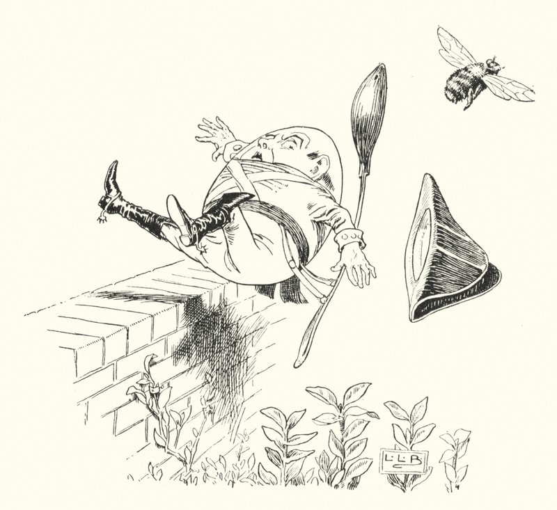 Bir duvarda Humpty Dumpty sate (gravür) by Leonard Leslie Brooke