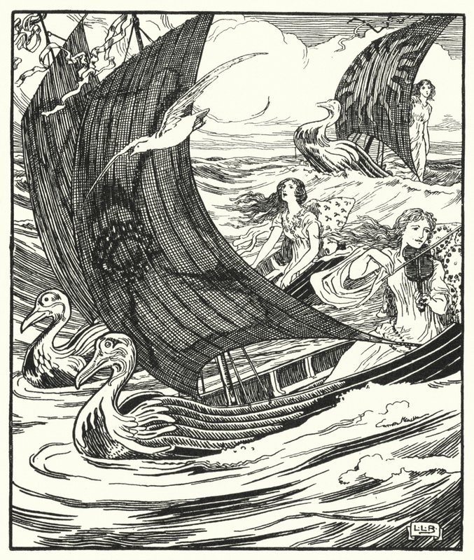 Üç geminin yelken açarak geldiğini gördüm by Leonard Leslie Brooke