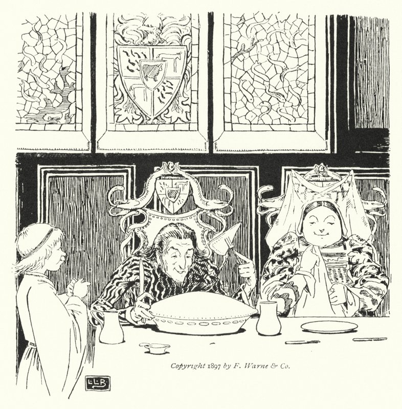 Jack Sprat yağsız yiyemez, karısı yağsız yiyemez (gravür) by Leonard Leslie Brooke