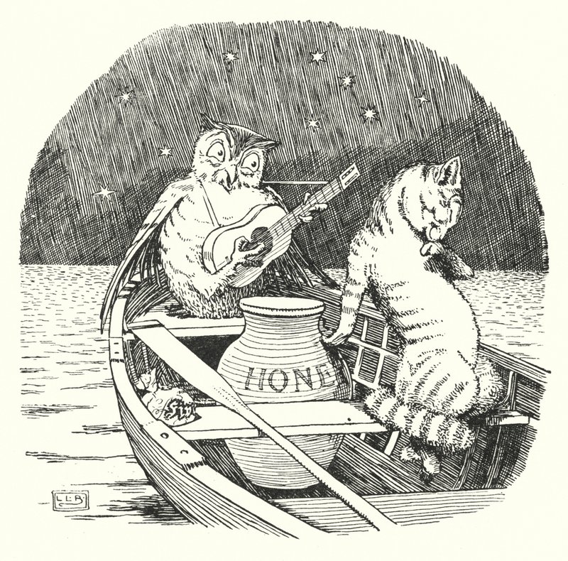 Baykuş ve Kedi-kedi (taş) by Leonard Leslie Brooke