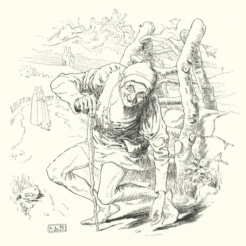 Eğri bir adam vardı ve çarpık bir yol kat etti (gravür) by Leonard Leslie Brooke