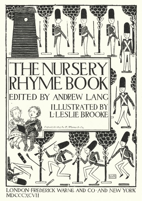 Andrew Lang tarafından düzenlenen The Nursery Rhyme Book için başlık sayfası çizimi (gravür) by Leonard Leslie Brooke