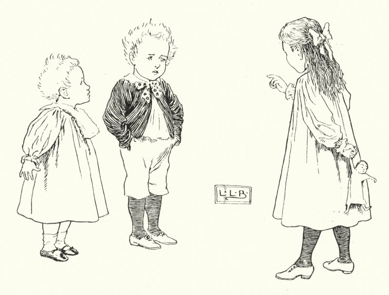 Küçük çocuklar neyden yapılır, yapılır; küçük çocuklar neyden yapılmıştır (gravür) by Leonard Leslie Brooke