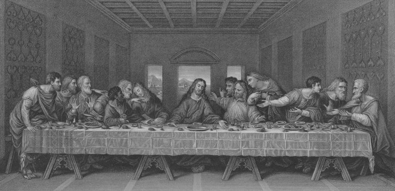 Son Akşam Yemeği, Aziz Matta 26, Ayet 17-30 by Leonardo da after Vinci