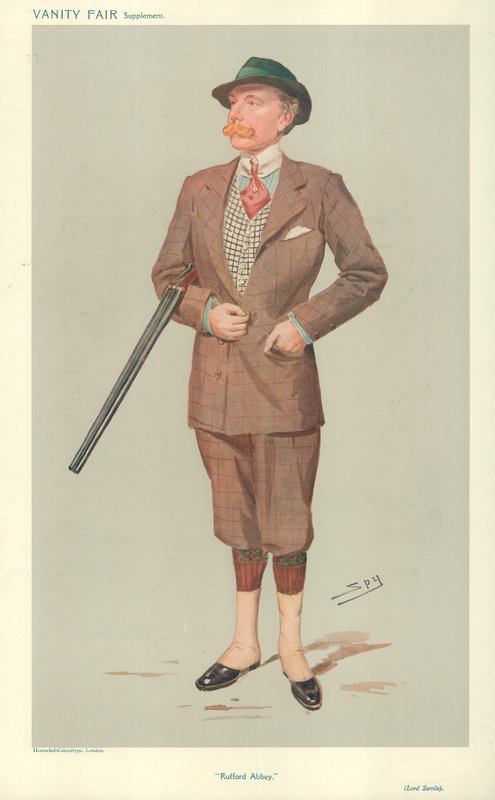 Lord John Savile, Rufford Manastırı, 15 Nisan 1908, Vanity Fair karikatürü by Leslie Matthew Ward
