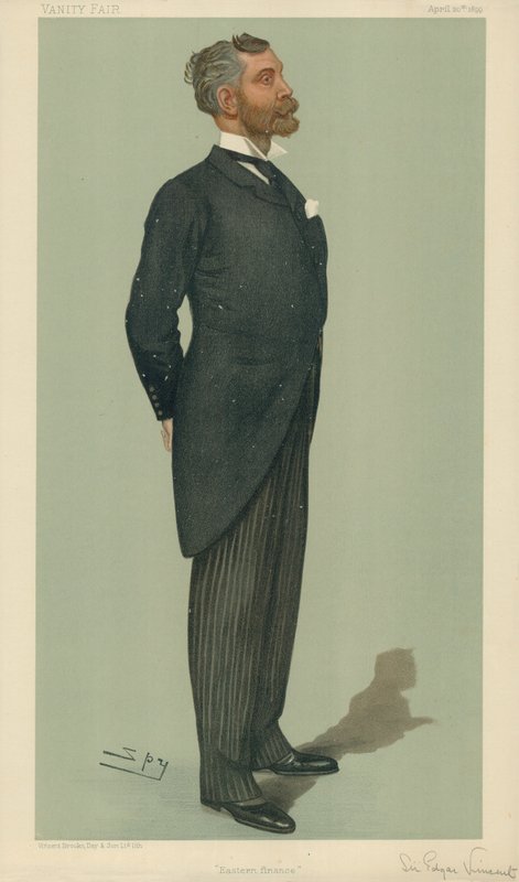 Sir Edgar Vincent, Eastern Finance, 20 Nisan 1899, Vanity Fair karikatürü by Leslie Matthew Ward