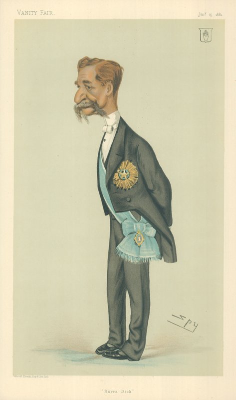 Sir Richard Temple, Bart, Burra Dick, 15 Ocak 1881, Vanity Fair karikatürü by Leslie Matthew Ward