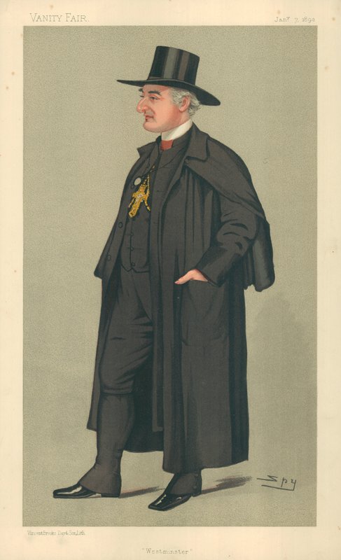 Westminster Başpiskoposu, Westminster, 7 Ocak 1891, Vanity Fair karikatürü (renkli taş) by Leslie Matthew Ward