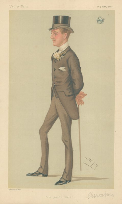 Shrewsbury Kontu ve Talbot, Premier Earl, 17 Temmuz 1880, Vanity Fair karikatürü by Leslie Matthew Ward