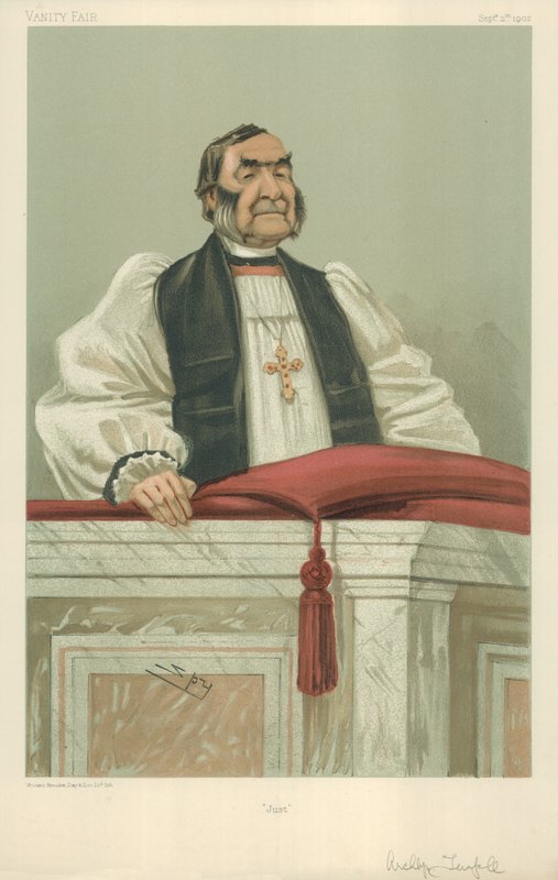The Rev Frederick Temple, Canterbury Başpiskoposu, Just, 11 Eylül 1902, Vanity Fair karikatürü by Leslie Matthew Ward