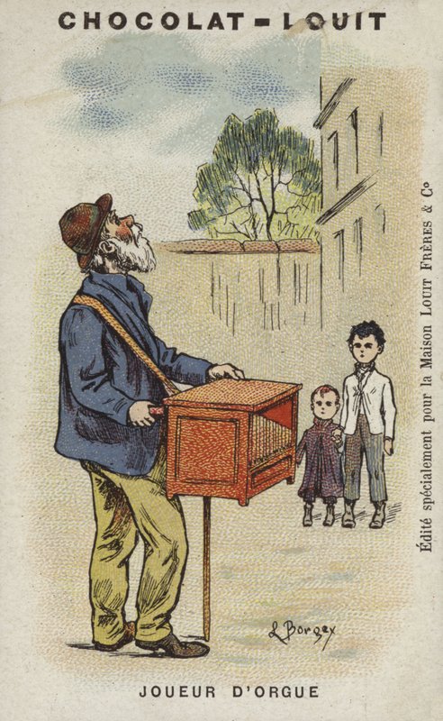 Organ oyuncusu (kromolitho) by Louis Borgex