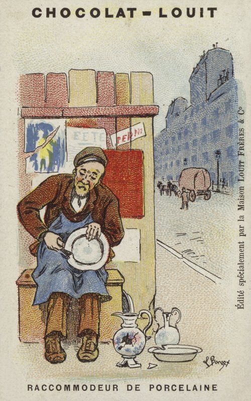 Porselen tamircisi (chromolitho) by Louis Borgex
