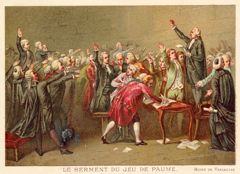 Tenis Kortu Yemini, Fransız Devrimi, 20 Haziran 1789 (chromolitho) by Louis Charles Auguste Couder