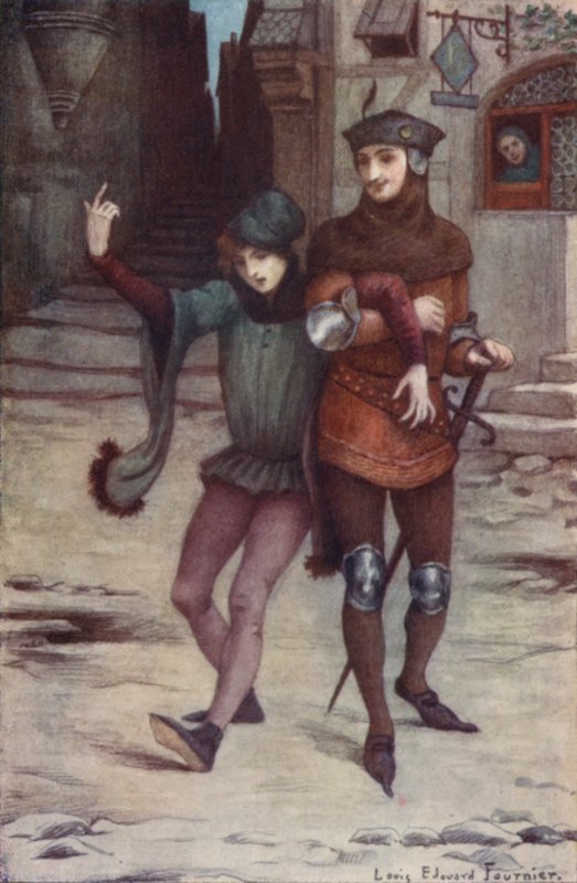 The door opened and a pair of boon companions came out  by Louis Edouard Paul Fournier