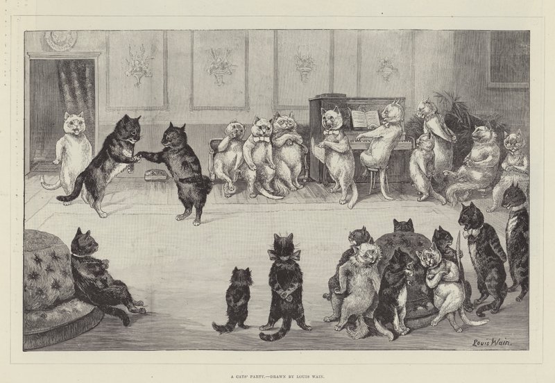 Bir Kedi Partisi by Louis Wain