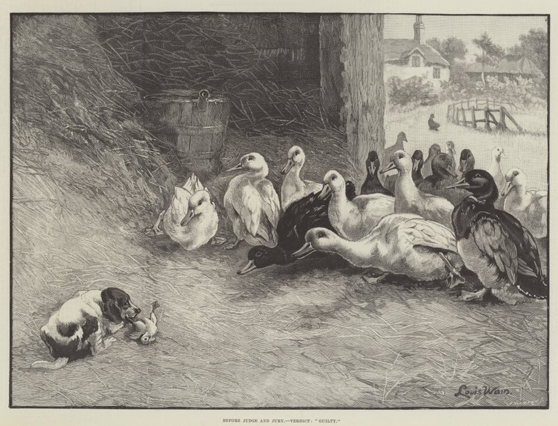 Hakim ve Jüri huzurunda, Karar, Suçlu by Louis Wain