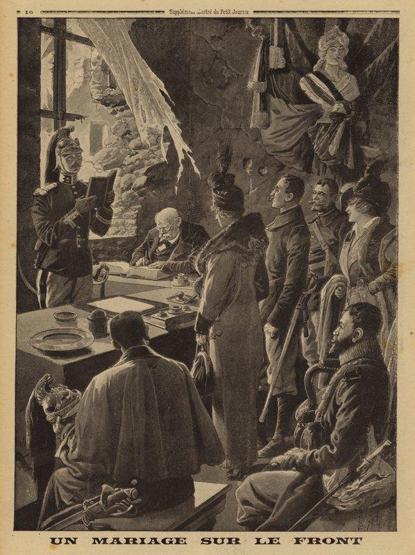 Önde bir evlilik, Hauteville, Arras, Fransa, Birinci Dünya Savaşı by Louis Charles (after) Bombled