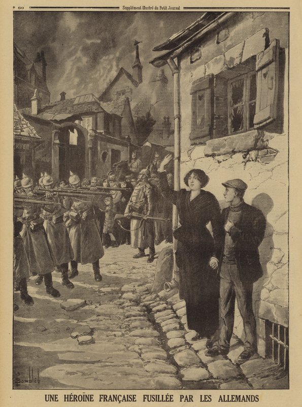 Alman savaş suçları: Bir Fransız köyünde idam mangası tarafından vurulan genç bir kadın, I. by Louis Charles (after) Bombled