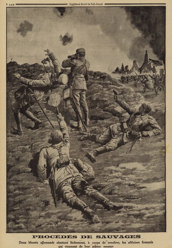 İki yaralı Alman askeri, I. by Louis Charles (after) Bombled