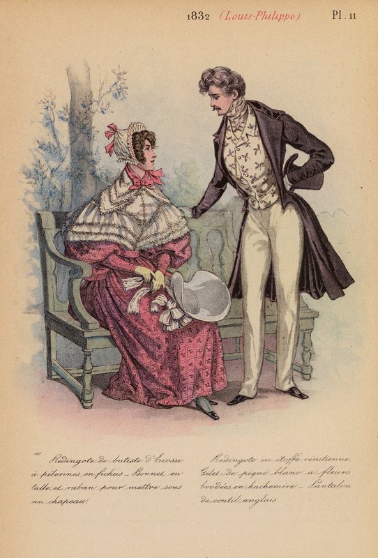 Fransız modası: 1832, Louis-Philippe (renkli lito) by Louis Colas