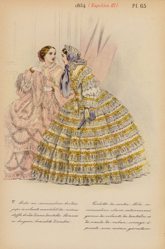 Fransız modası: 1854, Napolyon III (renkli lito) by Louis Colas