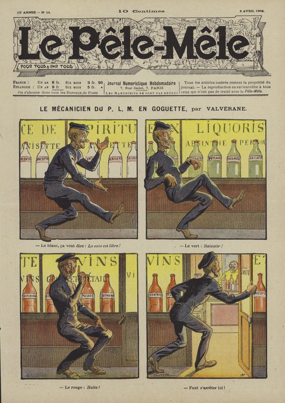 Bir çılgın P.L.M. tamircisi. Le Pele-Mele için çizim, 1906 by Louis Denis Valverane