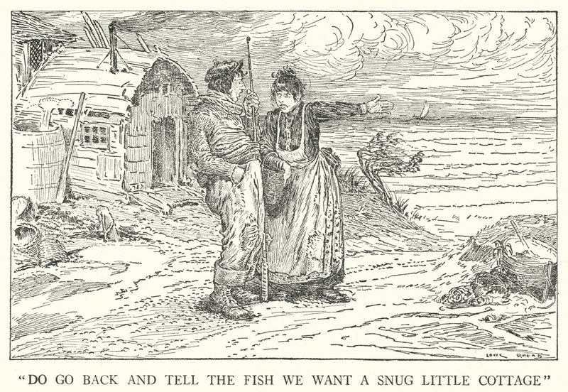 "Geri dön ve balığa rahat küçük bir kulübe istediğimizi söyle" (lito) by Louis John Rhead