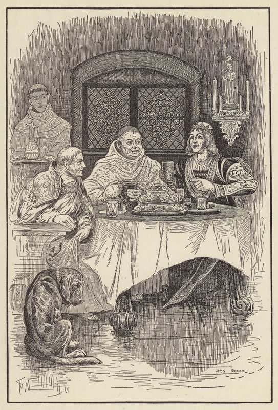 Rahip William, kral ve piskopos için bir ziyafet düzenler by Louis John Rhead