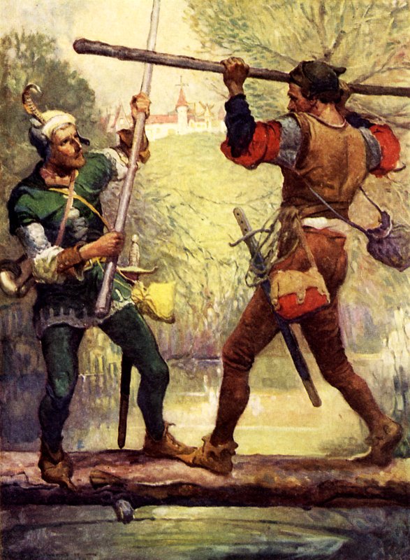 Robin Hood, Küçük John ile kavga ediyor by Louis John Rhead