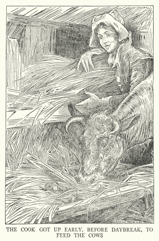 Aşçı, inekleri beslemek için şafaktan önce erken kalktı (lito) by Louis John Rhead