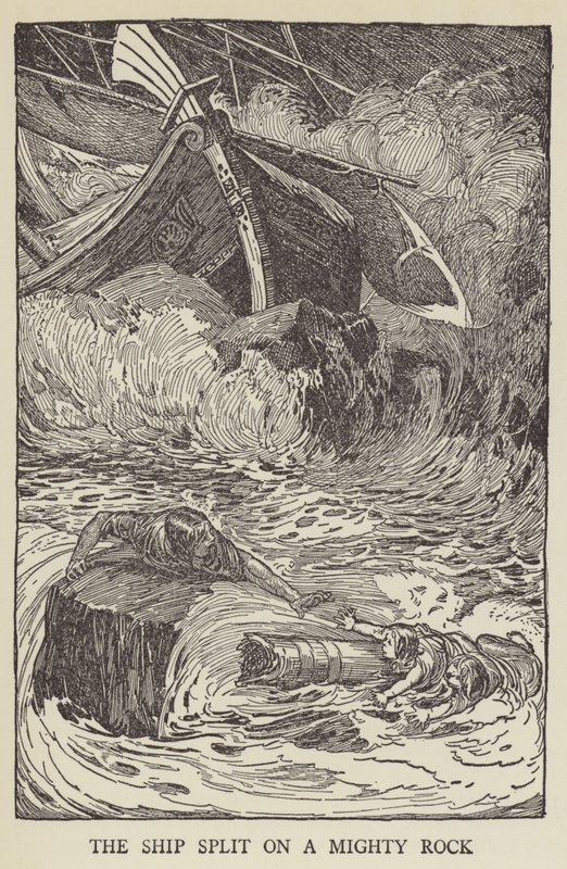 Gemi güçlü bir kayanın üzerinde ikiye ayrıldı by Louis John Rhead