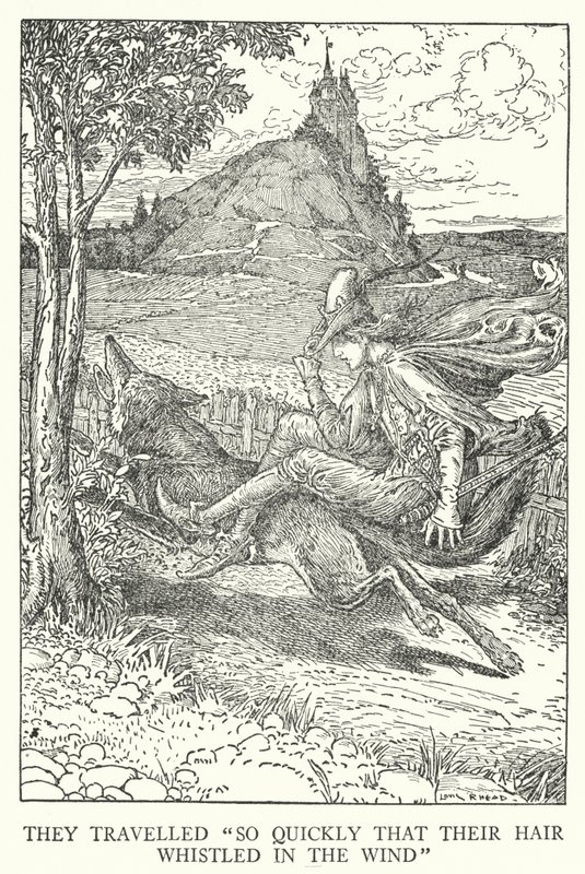 "O kadar hızlı ki saçları rüzgarda ıslık çaldı" (lito) by Louis John Rhead