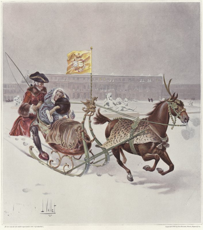 Bir atlı kızağa binen bir erkek ve bir kadın by Louis Vallet