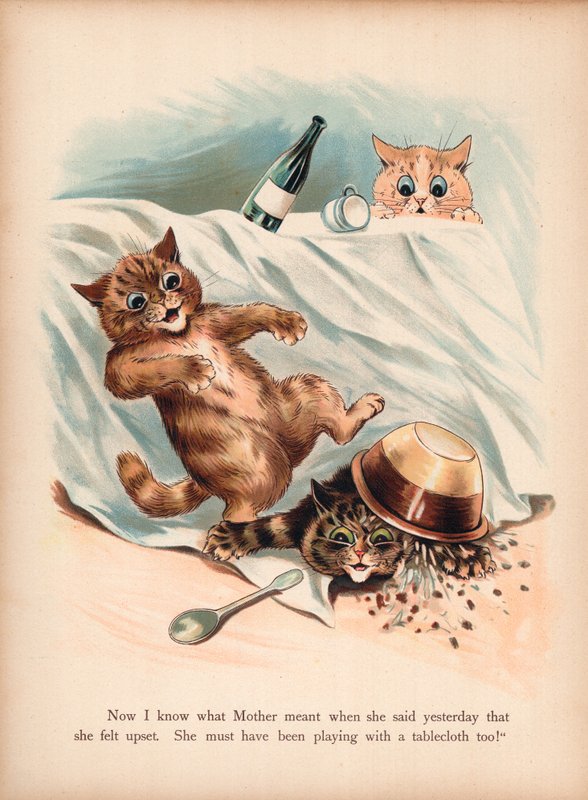 Louis Wain Kedileri (kromolitho) by Louis Wain
