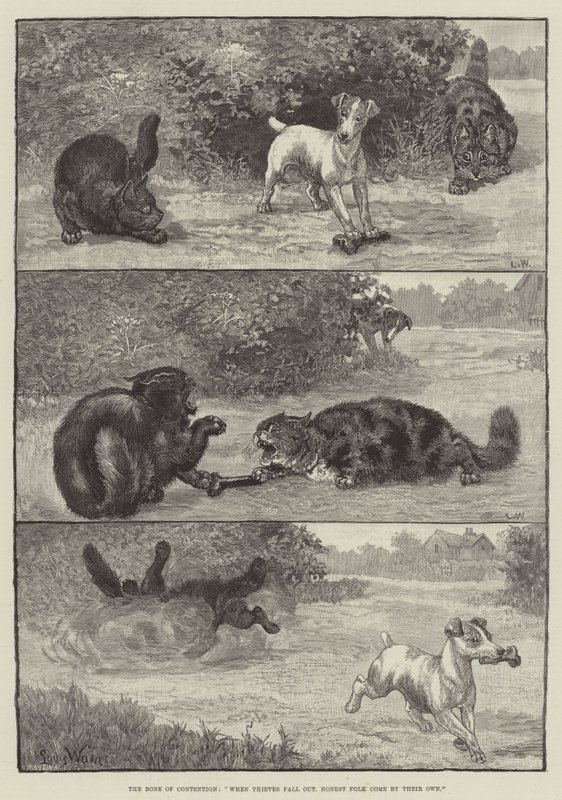 The Bone of çekişme Hırsızlar düştüğünde Dürüst Halk kendiliğinden gelir by Louis Wain