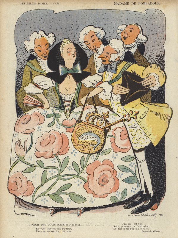 Madame De Pompadour, Le Rire için İllüstrasyon by Lucien Metivet